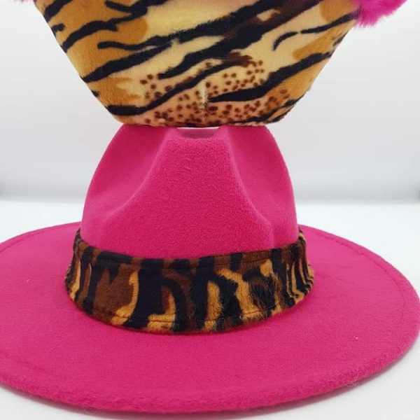 Cappello Fucsia con Fascia Animalier