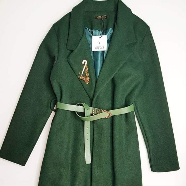 Cappotto Verde Cinta in Pelle Yurama Coat